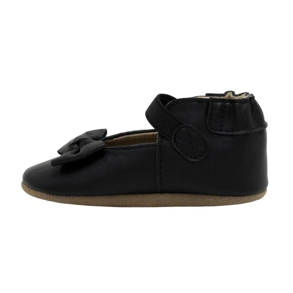 Robeez Fancy Bow Soft Sole Baby Girl Shoes Black NEW - Picture 3 of 12